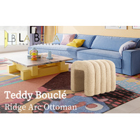 Ridge Arch Ottoman Stool Teddy Fleece Fabric Foot Rest 45cm BEIGE