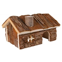 YES4PETS Natural Wooden Hamster Wooden House Small Pet Hideout with Chimney