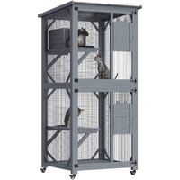 YES4PETS Pet Cat Bird Shelter Condo with Escape Door Wooden Kitten Cage House