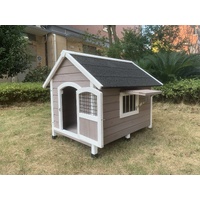 YES4PETS L Timber Pet Dog Kennel House Puppy Wooden Timber Cabin Grey