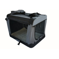 YES4PETS Medium Foldable Soft Dog Cat Puppy Rabbit Crate Bag With Curtain-Grey