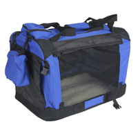 YES4PETS Large Foldable Soft Dog Cat Puppy Crate Bag With Curtain-Blue