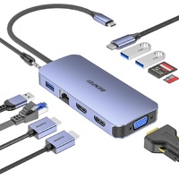 BENFEI 000359GY  11-in-1 USB C Hub Triple Display Docking Station Dual HDMI, VGA, 3xUSB 3.0, 10Gbps