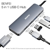 BENFEI USB C Hub 5-in-1 with 4K HDMI(Certified) Aluminum Case