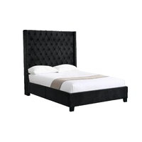 Ella Black Velvet Winged Bed 180cm - King
