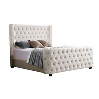 Milan Cream Velvet Tufted  Headboard and End board Bed Frame - King