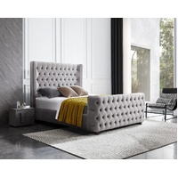 Milan Grey Velvet Tufted  Headboard and End board Bed Frame - King