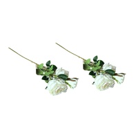 Artificial Rose Stems – Set of 2 Stems  – 60cm with 3 Flowers Each - Soft Pink