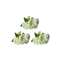 Artificial Rose Bunch – 31cm (Set of 3 Stems, 4 Flowers Each) - White