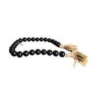 Large Bead Wooden Garland With Tassels - White