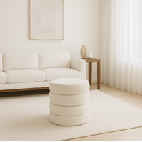 Interior Ave - Cleo White Boucle Ottoman