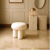 Interior Ave - Bentley Boucle Ottoman – White