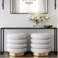 Interior Ave - Roma Round Milan Ottoman / Footstool – Off White