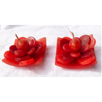 2 Red Lotus Floating Candles in Red Black Gift Box Set Birthday Xmas Valentine Mothers Day Gift Present