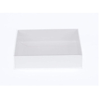 50 Pack of White Card Box - Clear Slide On Lid - 25 x 25 x 6cm - Large Beauty Product Gift Giving Hamper Tray Merch Fashion Cake Sweets Xmas
