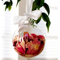 10 x Glass Bauble 8cm Diameter Round Clear with Silver Cap - table or tree centrepice personal memory theme craft gift