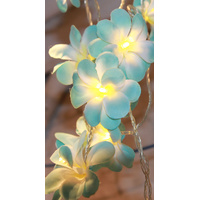 1 Set of 50 LED Tropical Blue Frangipani Flower Battery 5m LONG String Lights Christmas Gift Home Wedding Beach Party Decoration Outdoor Table Centrep