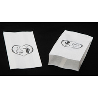 50 Pack Wedding Cake Bags Greaseproof Wax Paper Slice Take Home Favour Bride Groom in Heart