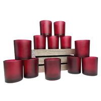 10 Pack Red Frosted Glass Votive Tealight Candle Holders Valentines Day Xmas Wedding Decor Glass Candlestick Party Decorations Bridal Baby Shower Even