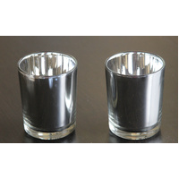 10 Pack Silver Mercury Glass Votive Candle Holders Set For Wedding, Bridal And Baby Shower, Party Function or Home Decor