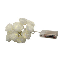 20 White Rose 3D Fairy Lights 3M String, Battery (AA) Indoor & Outdoor Decorations Wedding Valentines Romantic Room Table Lighting
