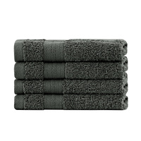 Linenland Bath Towel Set - 4 Piece Cotton Washcloths - Charcoal