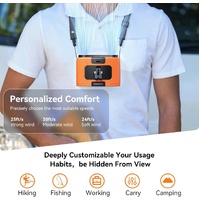 20000mAh Outdoor Portable Waist Fan Hanging Neck Fan Strong Wind with Power Bank LED Lighting for Sports Courier Outdoor Working (Orange)