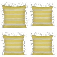 Pack of 4 Fresh Yellow & White Striped Cushion Cover with knotted edging