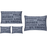Pack of 4 Denim Sunshine Wording Cushion Cover Cruises, Caribbean, Love etc