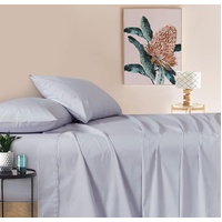 Vintage Washed 100% Cotton Sheet Set with 1 Pillowcases - Silver - Single