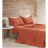 Vintage Washed Microfibre Sheet Set with 2 Pillowcases - Terracotta - Queen