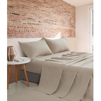 Vintage Washed Microfibre Sheet Set with 1 Pillowcase - Linen - King Single