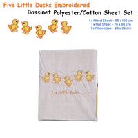 Five Little Ducks Embroidered Polyester Cotton Cot Size Sheet Set