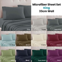 Art Terrace Microfiber Sheet Set Queen 33cm Wall Grey