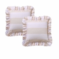 Vintage Design Homewares Pair of Candy Ruffle Green European Pillowcases 65 x 65cm