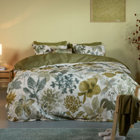 Bedding House Lilian Green 100% Cotton Percale Quilt Cover Set Queen
