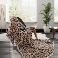 Animal Skin Pattern Soft Flannel Plush Single Size Blanket / Large Throw Rug 150 x 200cm Leopard