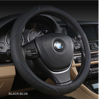 Universal Luxury Car 37-38cm Steering Wheel Cover PU Leather Non-slip Breathable (Black-red)