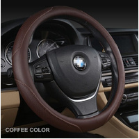 Universal Luxury Car 37-38cm Steering Wheel Cover PU Leather Non-slip Breathable (Brown)