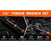 3Pc 1/4" Drive Click Torque Wrench Ratchet Socket Adaptor Extension WorkShop