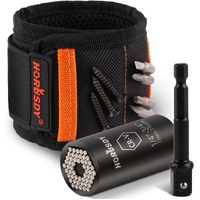 Magnetic Wristband & Universal Socket Grip 7-19mm Magnets Screws Nails Holder