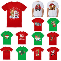 100% Cotton Christmas T-shirt Adult Unisex Tee Tops Funny Santa Party Custume, Santa with Tree (White), L