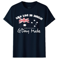 100% Cotton Australian Day Flag T-Shirt Aussie G'Day Mate Navy Souvenir Tee Top, Navy, 3XL