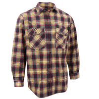 Men's 100% Cotton Flannelette Shirt Long Sleeve Plaid Check Flannel w Pockets, Golden Horizon Plaid, 2XL