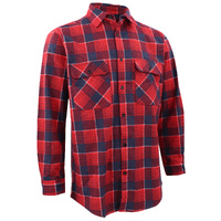 Men's 100% Cotton Flannelette Shirt Long Sleeve Plaid Check Flannel w Pockets, Crimson Tide Plaid, XL