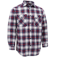 Men's 100% Cotton Flannelette Shirt Long Sleeve Plaid Check Flannel w Pockets, Snowfall Navy Plaid, 2XL