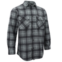 Men's 100% Cotton Flannelette Shirt Long Sleeve Plaid Check Flannel w Pockets, Granite Gray Plaid, 2XL