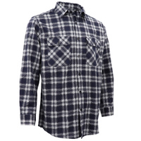 Men's 100% Cotton Flannelette Shirt Long Sleeve Plaid Check Flannel w Pockets, Midnight Navy Plaid, 2XL