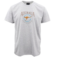 100% Cotton Unisex Embroidered Australian Kangaroo T Shirt Souvenir Top Tee Gift, Grey, XS