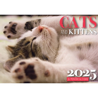 Cats And Kittens - 2025 Rectangle Wall Calendar 16 Months Hanging Animal Planner